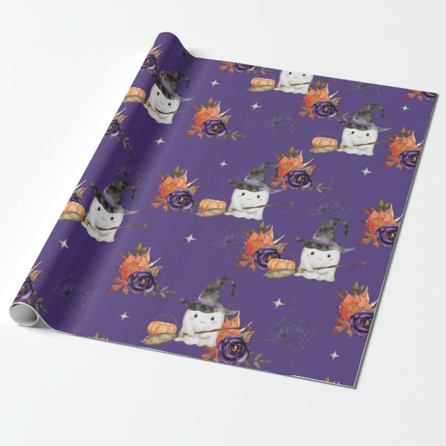 En liten Boo Cute Ghost Halloween Baby Shower Presentpapper (Utrullad)