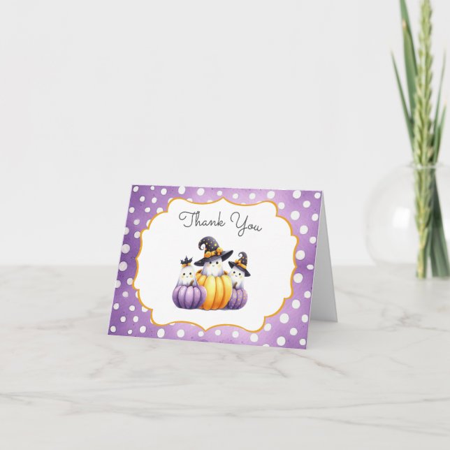 En liten Boo Cute Ghost Halloween Baby Shower Tack Kort (Framsida)
