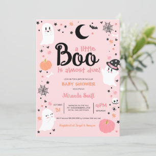 En liten Boo Cute Halloween Ghost Rosa Baby Shower Inbjudningar