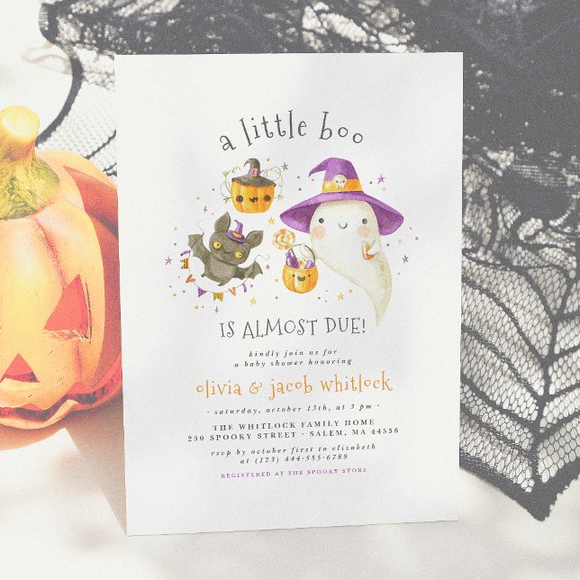 En liten Boo Cute Halloween Theme Fall Baby Shower Inbjudningar (Skapare uppladdad)