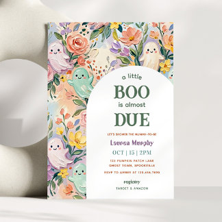 En liten Boo färgrik blomster Halloween baby showe Inbjudningar