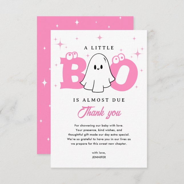 En liten Boo-flicka söt spök Halloween baby shower Tack Kort (Fram/baksida)