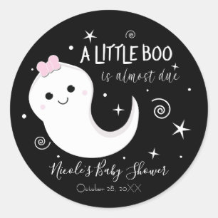 En liten Boo-flicka spöke Halloween baby shower Runt Klistermärke