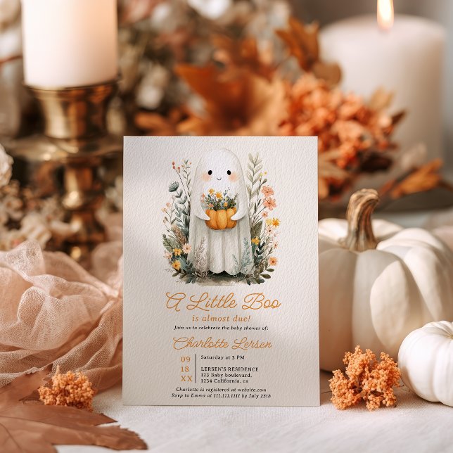 En liten Boo Ghost Fall Halloween Baby Shower Inbjudningar (A Little Boo Ghost Fall Halloween Baby Shower Invitation)