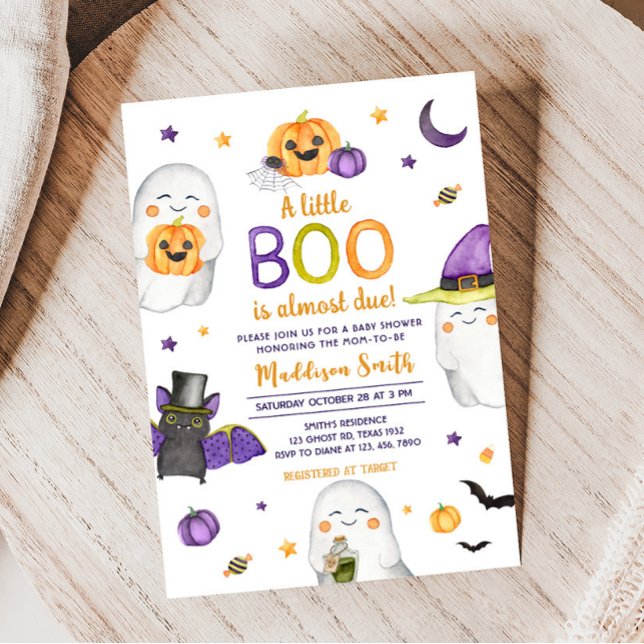 En liten Boo Ghost Halloween Baby Shower Inbjudningar (Halloween Baby Shower Invitation)