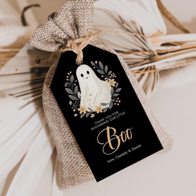 En liten Boo Ghost Halloween Baby Shower Tack Presentetikett (Skapare uppladdad)