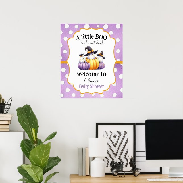 En liten Boo Ghost Halloween Baby Shower välkommen Poster (Hemmakontoret)