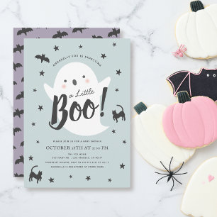 En liten Boo Ghost Halloween Blue Boy Shower Inbjudningar