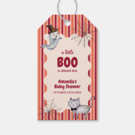En liten Boo Ghost-katt höstbabystövel Presentetikett