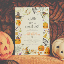 En liten Boo Ghost och Pumpkin Halloween Baby Show