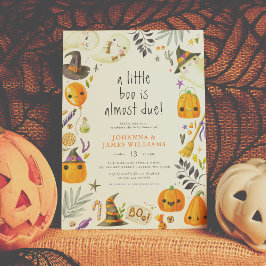 En liten Boo Ghost och Pumpkin Halloween Baby Show Inbjudningar
