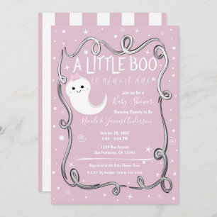 En liten Boo Ghost Rosa Halloween Baby Shower Inbjudningar