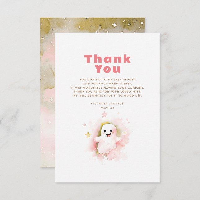 En liten Boo Ghost söt Halloween tack (Fram/baksida)