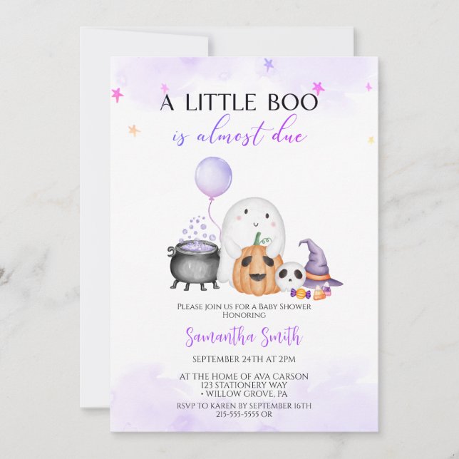 En liten Boo Girl Halloween Baby Shower Inbjudningar (Framsida)