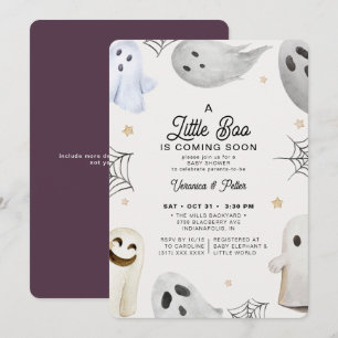 En liten Boo Girl Lila Halloween Baby Shower Inbjudningar