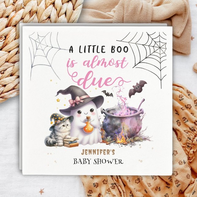 En liten Boo! Girl Rosa Halloween Baby Shower Rosa Pappersservett (Skapare uppladdad)