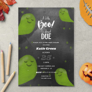En liten Boo Grönt Happy halloween Baby Shower Inbjudningar