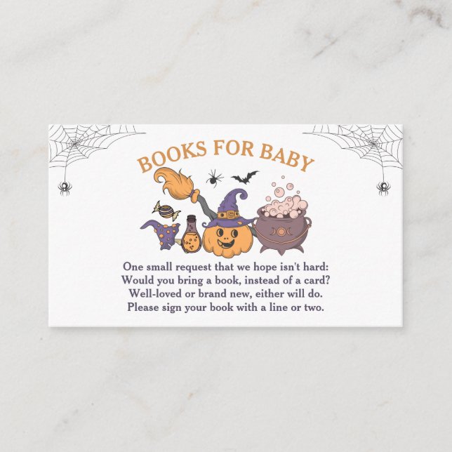 En liten Boo Halloween Baby Shower Bokar för Baby Tilläggskort (Framsida)