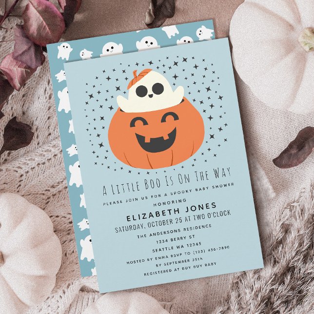 En liten Boo Halloween Baby Shower Boy-inbjudan Inbjudningar (Skapare uppladdad)