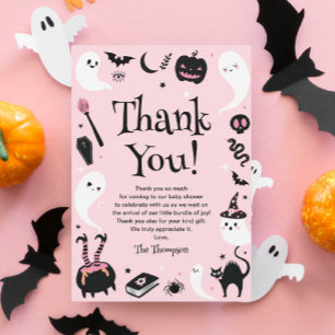En liten Boo Halloween Baby Shower Flicka Tack Kort