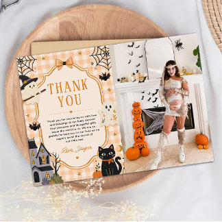 En liten Boo Halloween Baby Shower Foto Tack Kort