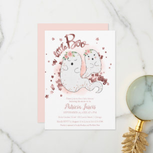 En liten Boo Halloween Baby Shower-inbjudan Tack Kort