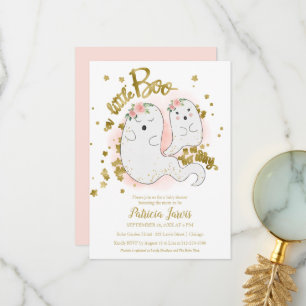 En liten Boo Halloween Baby Shower-inbjudan Tack Kort