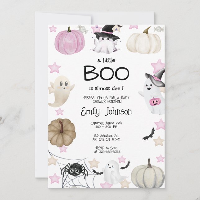 En liten Boo Halloween Baby Shower Inbjudningar (Framsida)