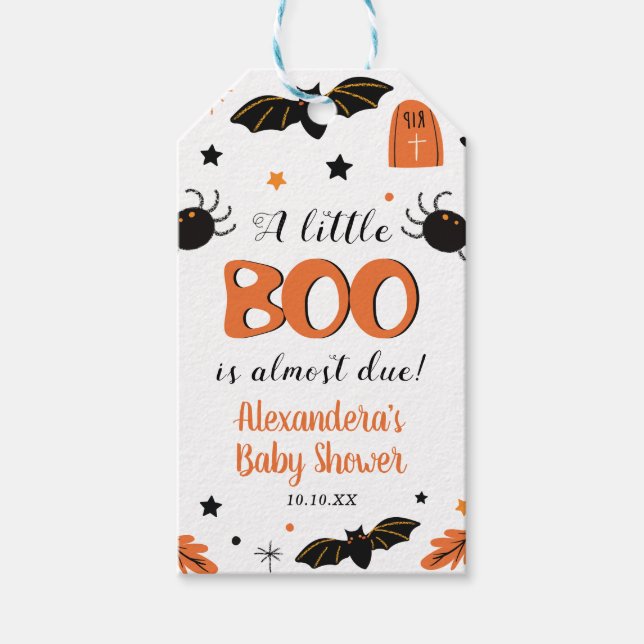 En liten Boo Halloween Baby Shower-present Presentetikett (Framsidan)