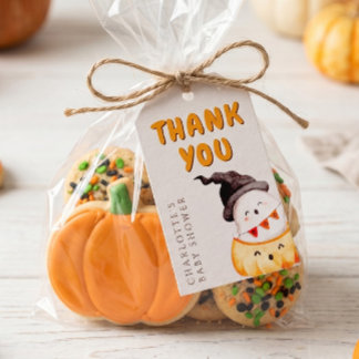 En liten Boo Halloween Baby Shower Presentetikett