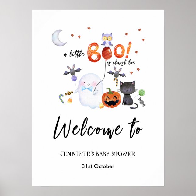 En liten boo Halloween Baby Shower-skum Poster (Framsidan)