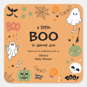 En liten Boo Halloween Baby Shower-Tack Fyrkantigt Klistermärke