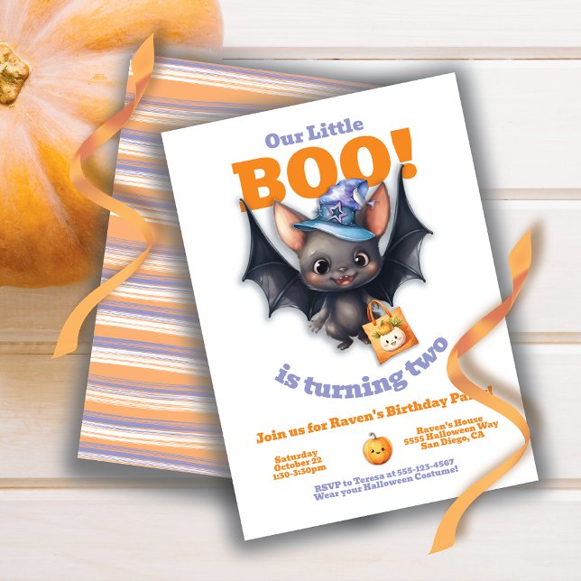 En liten Boo Halloween Cute Vampire Fladdermus Bir Inbjudningar (Skapare uppladdad)