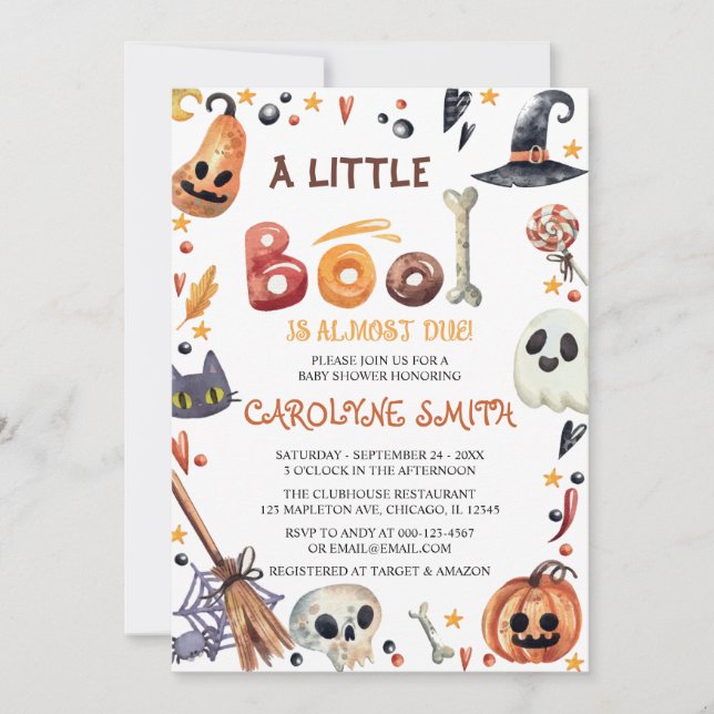 En liten Boo Halloween Pumpkin Baby Shower Inbjudningar (Framsida)