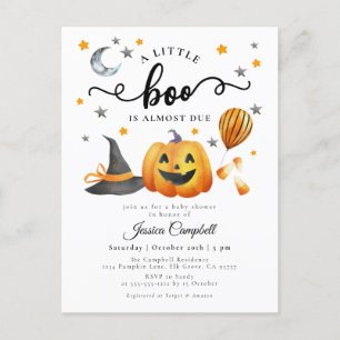 En liten Boo Halloween-Pumpkin Fall Baby Shower Vykort