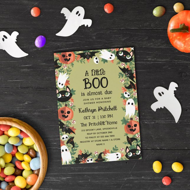 En liten boo Halloween Ram Olive Baby Shower Inbjudningar (Skapare uppladdad)