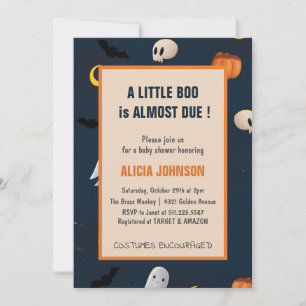 En liten boo har nästan förfallodatum baby shower inbjudningar