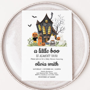 En liten boo hemsökt Halloween Baby Shower Inbjudningar