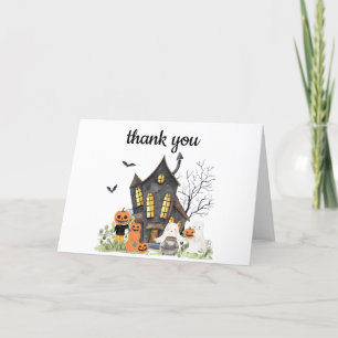 En liten boo hemsökt Halloween Baby Shower Tack Kort