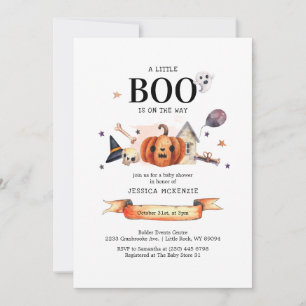 En liten boo på vägen Halloween Baby Shower Inbjudningar