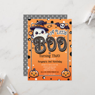 En liten Boo prickar Halloween födelsedagsfest Inbjudningar