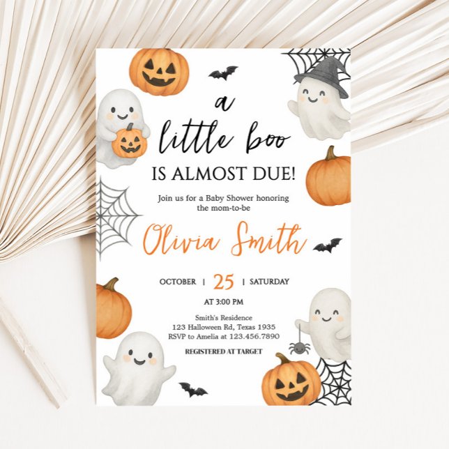 En liten Boo Pumpkin Halloween Baby Shower Inbjudningar (A Little Boo Pumpkin Spooky Halloween Baby Shower Invitation)