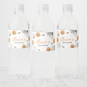 En liten Boo Pumpkin Halloween Baby Shower Vattenflaskor Etikett