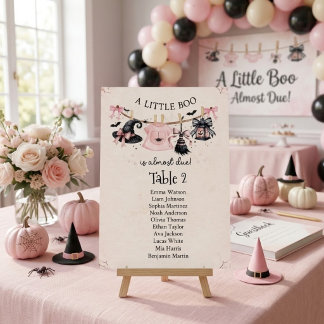 En liten Boo Rosa Båge Halloweenfest Babyfirande Bordsnummer