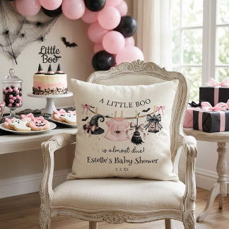 En liten Boo Rosa Bow Halloween Baby Shower Kudde