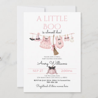 En liten Boo rosa Halloween baby shower flicka Inbjudningar