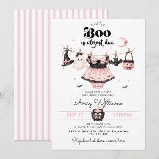 En liten Boo rosa Halloween baby shower flicka Inbjudningar