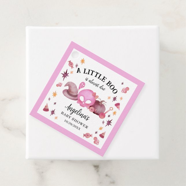 En liten Boo Rosa Halloween Baby Shower Gåvor Etiketter (På plats)