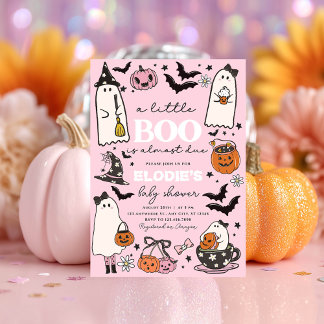 En liten Boo Rosa Halloween Baby Shower-inbjudan Inbjudningar