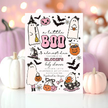 En liten Boo Rosa Halloween Baby Shower-inbjudan